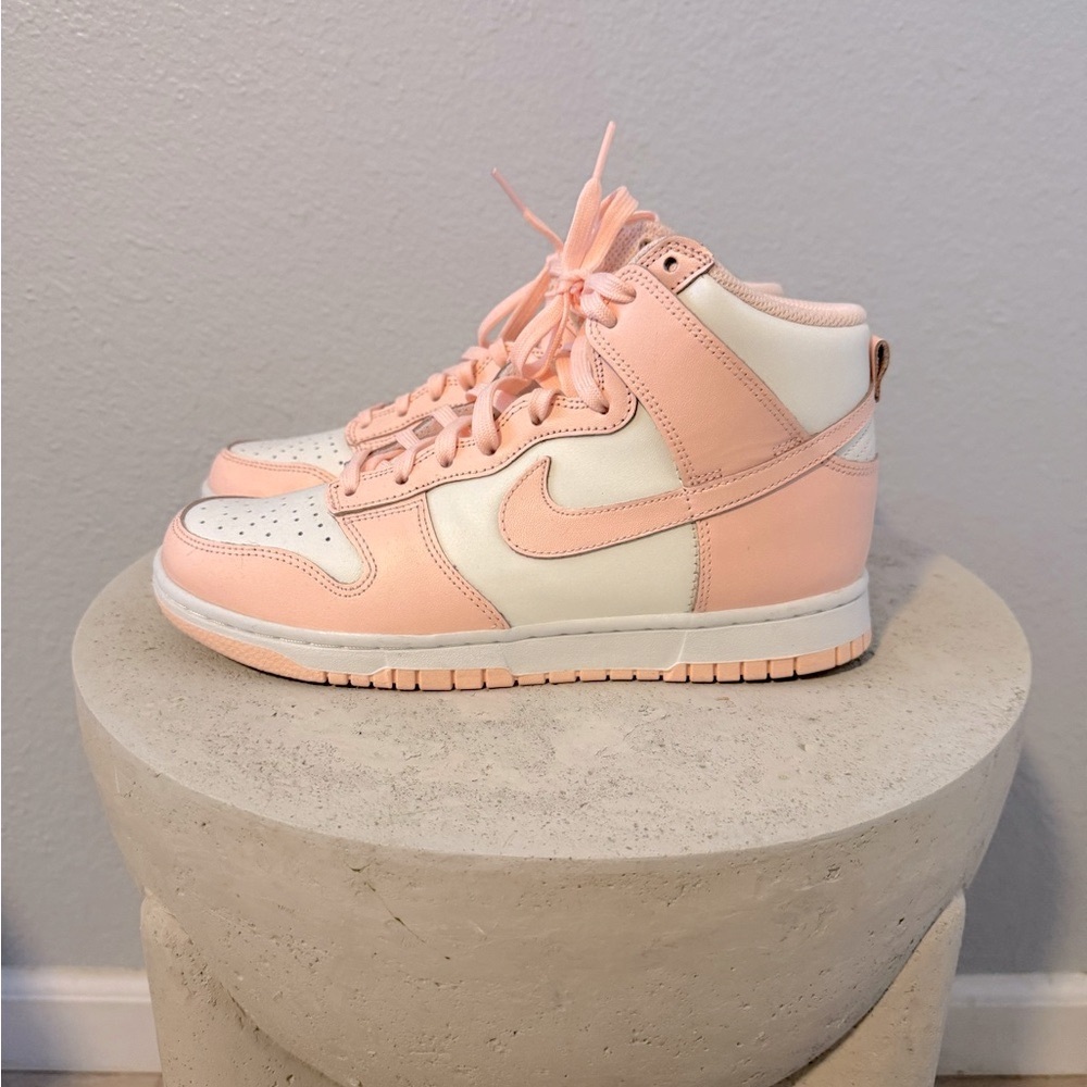 Nike Women's Pink and White High-Top Sneakers